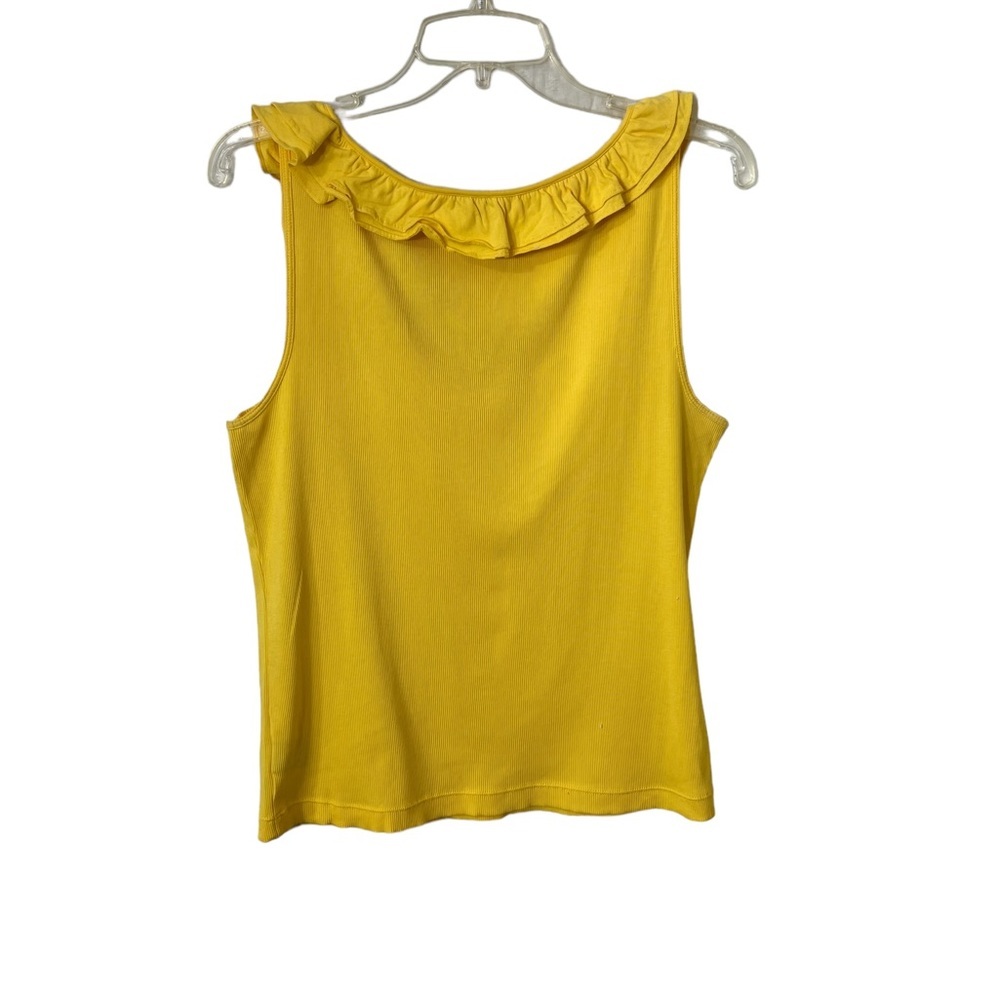 Ralph Lauren Jeans Company Womens Yellow Ruffle Tank Top Size XL. ☑️ - Picture 4 of 6